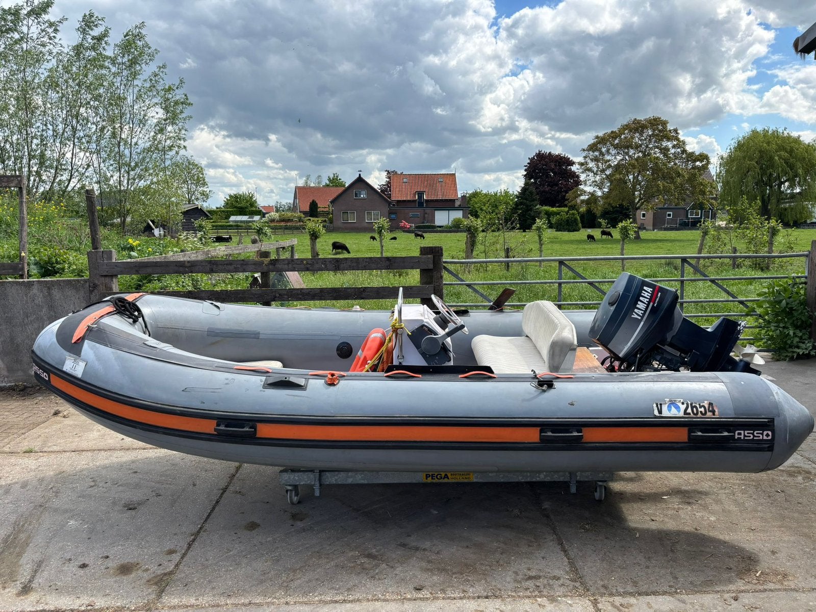Asso 44 Rib evt met Yamaha 25 pk Autolube, Watersport en Boten, Gebruikt, Inclusief motor, Ophalen, Overige merken
