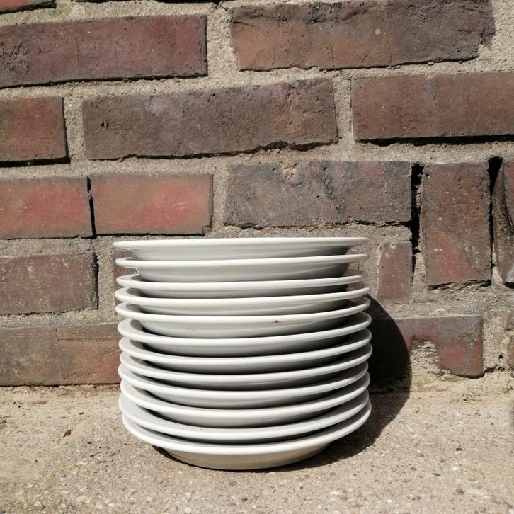 12x Vintage Mammoet Bord/Schaaltje/Schotel (Porselein)