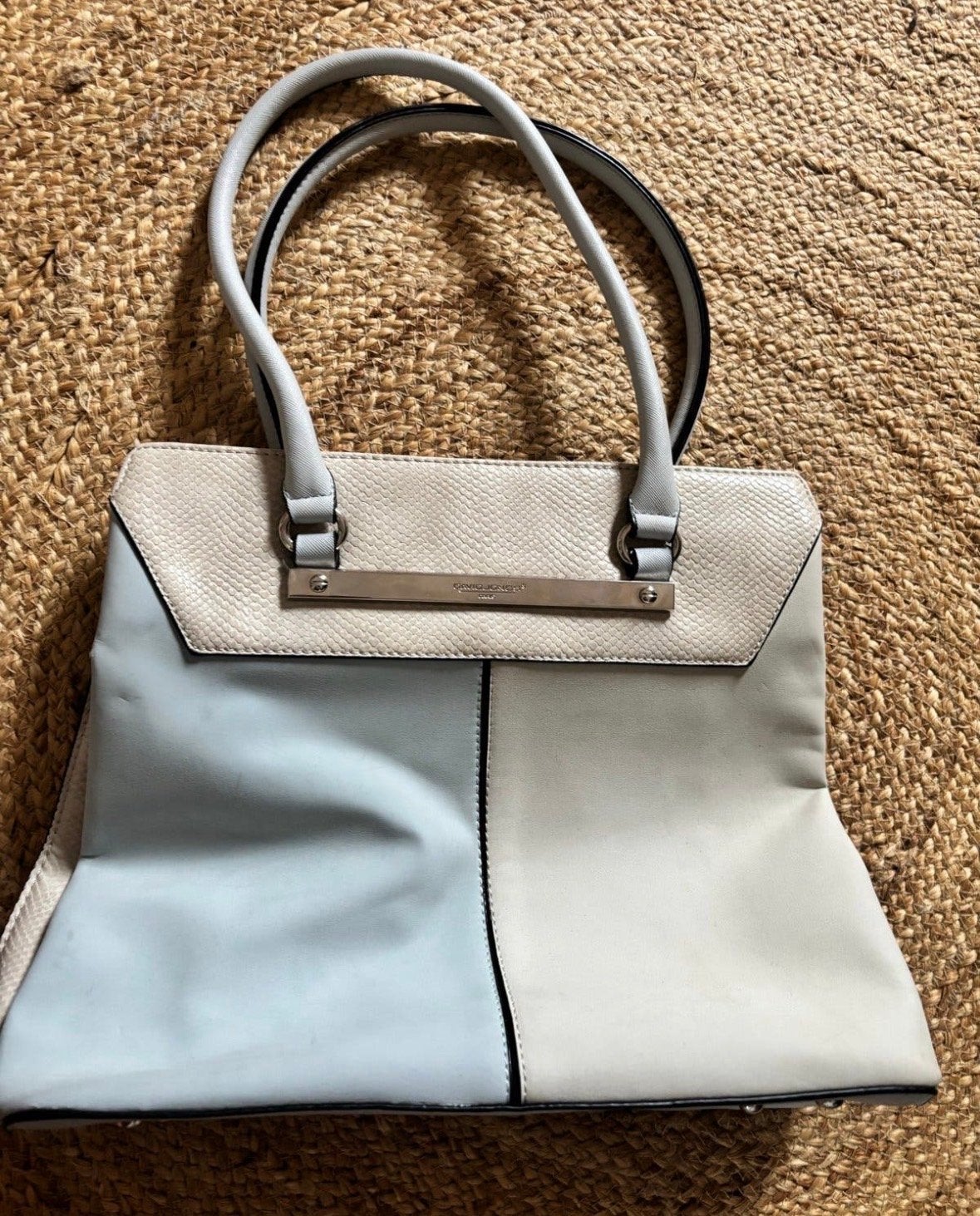 David Jones Handtas - Blauw/Beige, Sieraden, Tassen en Uiterlijk, Ophalen of Verzenden, Gebruikt, Blauw, Handtas