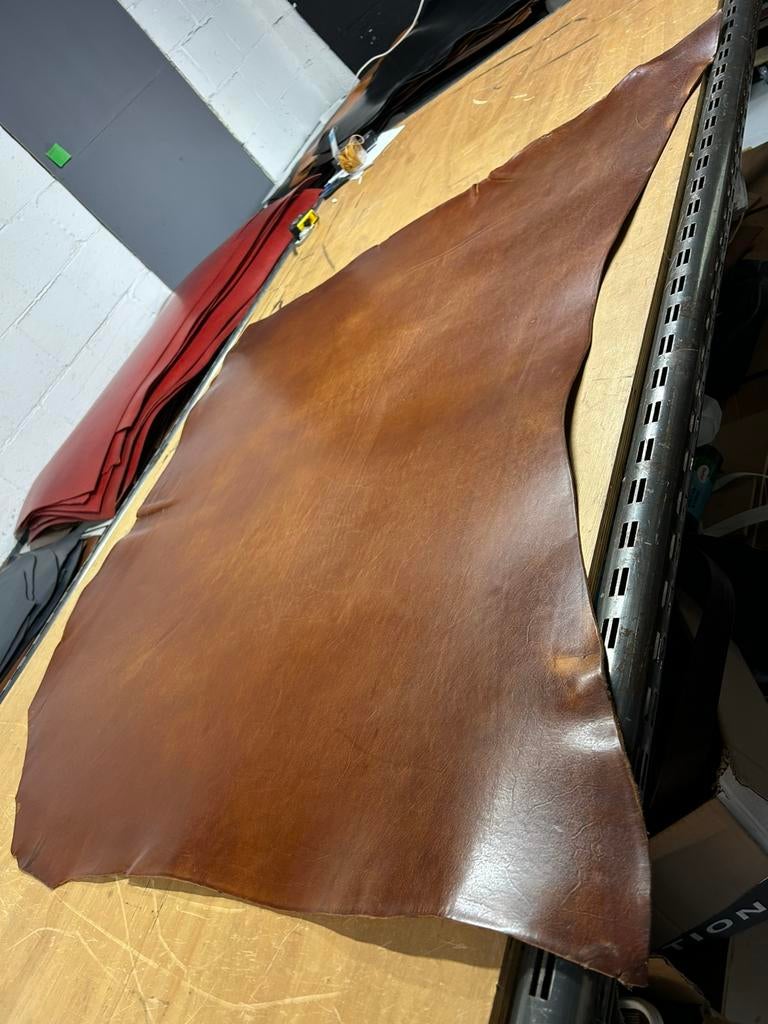 Cognac hele tuigleer 3 mm dikte galf soepel 19, Hobby en Vrije tijd, Stoffen en Lappen, Leer of Kunstleer, Ophalen of Verzenden