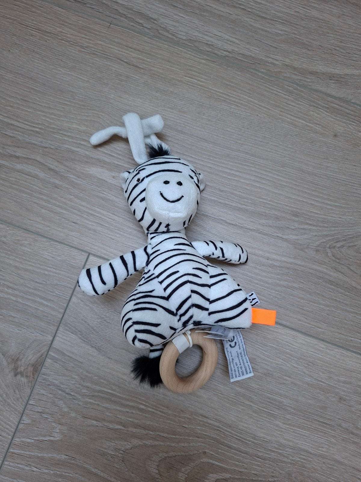 Prenatal pluche mobiele zebra hanger, Ophalen of Verzenden, Zo goed als nieuw, Mobiel, Met geluid
