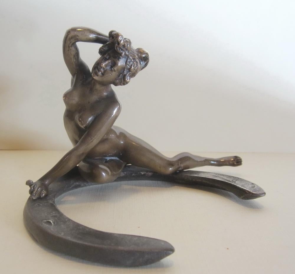 Antiek art nouveau brons, naakt, G Recipon, ca 1896, Antiek en Kunst, Verzenden, Brons, Beeld