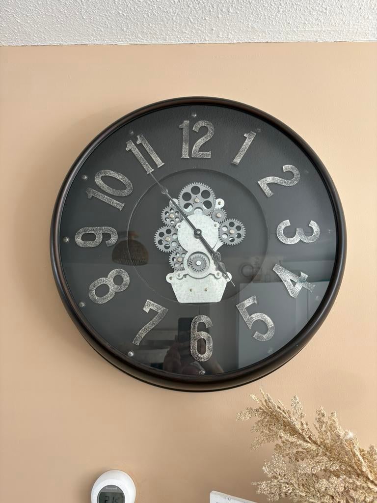 Klok met roterende tandwielen, Ophalen, Zo goed als nieuw, Wandklok