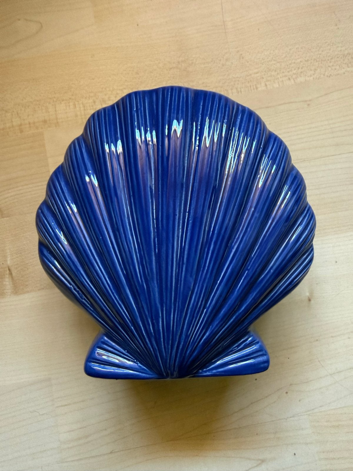 Blauwe schelp vaas, Blauw, 16 cm, Ophalen of Verzenden, Zo goed als nieuw