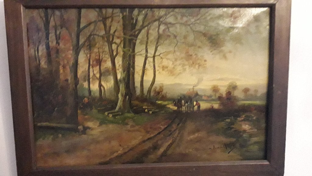 INGELIJST SCHILDERIJ BEGIN 1900, Antiek en Kunst, Kunst | Schilderijen | Klassiek, Ophalen of Verzenden