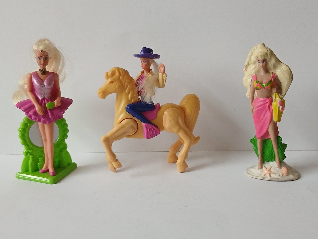 Vintage 3 Barbie Figuurtjes Mcdonalds Happy Meal Jaren 90, Verzamelen, Poppetjes en Figuurtjes, Ophalen of Verzenden, Gebruikt