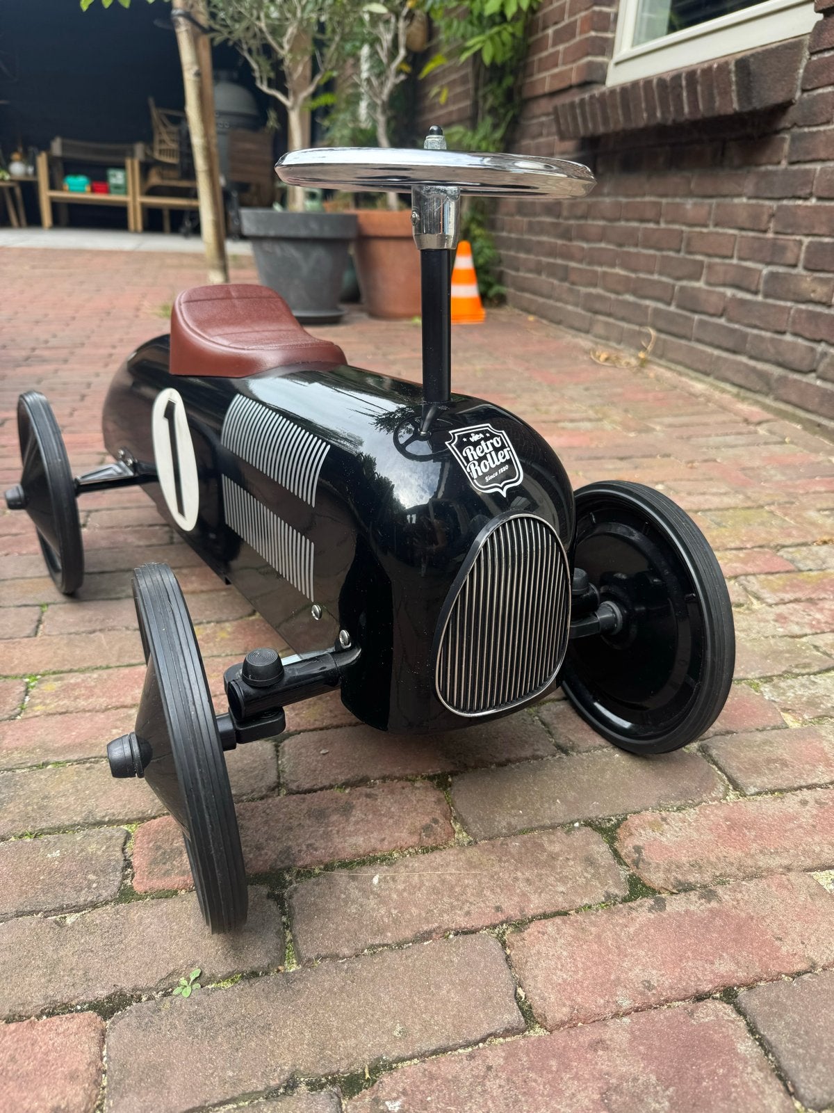 Retro Roller loopauto zwart met nummer 1, Ophalen, Gebruikt