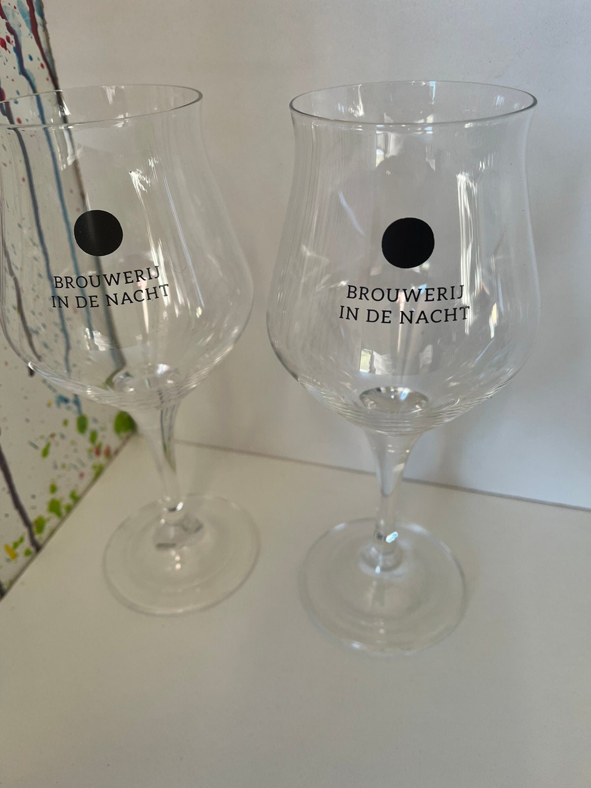 Brouwerij in de nacht bierglazen set van 2 glazen, Ophalen of Verzenden, Nieuw, Glas of Glazen, Overige merken