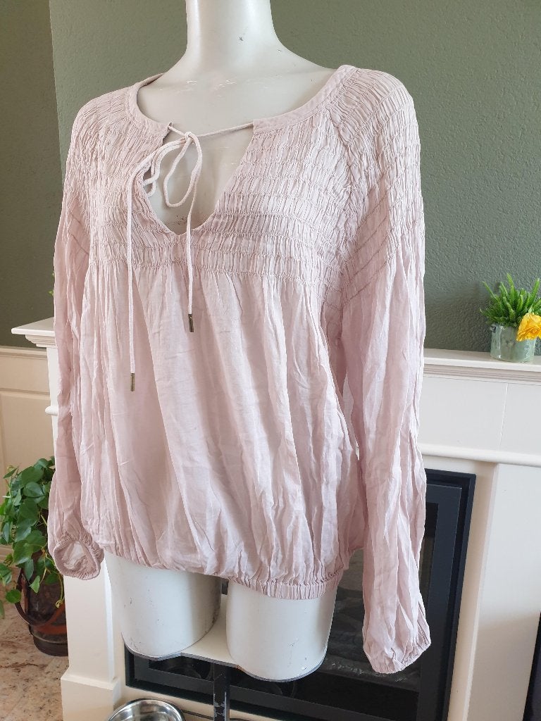 Hunkydory mooie nude beige top blouse S 36, Kleding | Dames, Verzenden, Beige, Zo goed als nieuw, Lange mouw