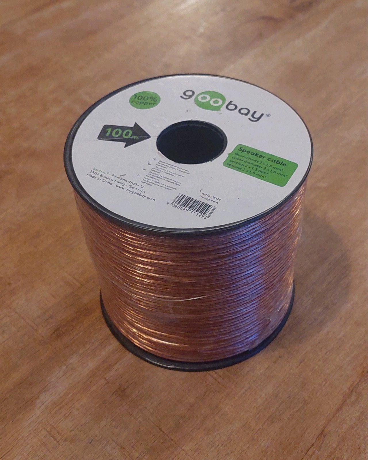 Nieuwe Goobay 100m luidsprekerkabel 2x1.5mm² - 100% koper, Ophalen, Nieuw, 10 meter of meer, Luidsprekerkabel