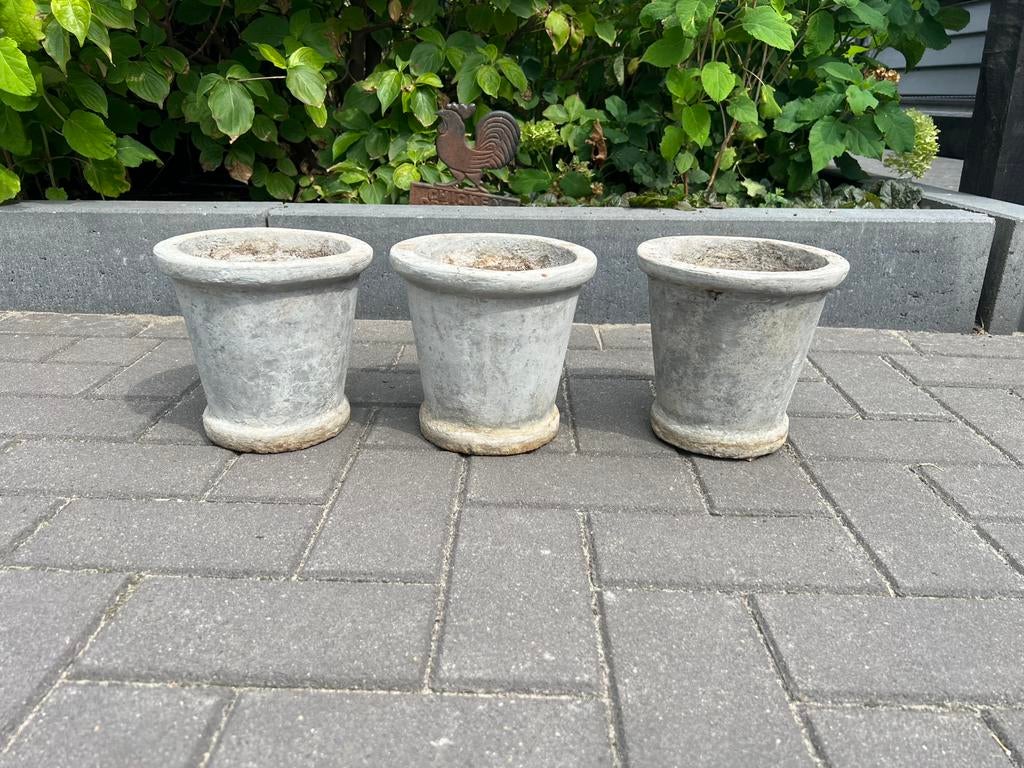 3 betonnen potten, Tuin en Terras, Minder dan 30 cm, Minder dan 60 cm, Rond, Ophalen of Verzenden