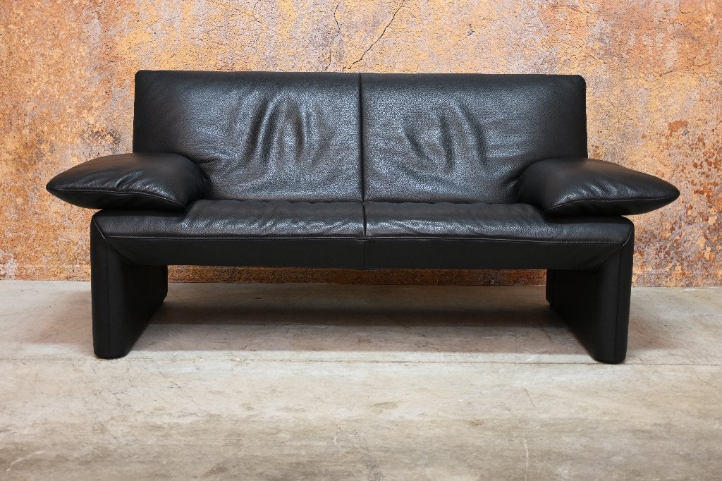 ZGANieuw zwarte leren Jori Linea design tweezitsbank