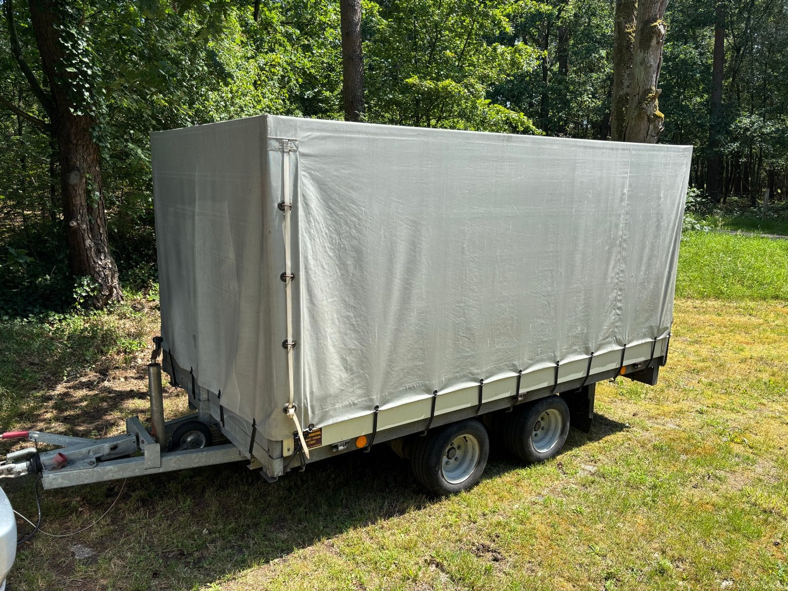 Degelijke plateau aanhanger met huif - 300x160x140cm, Ophalen