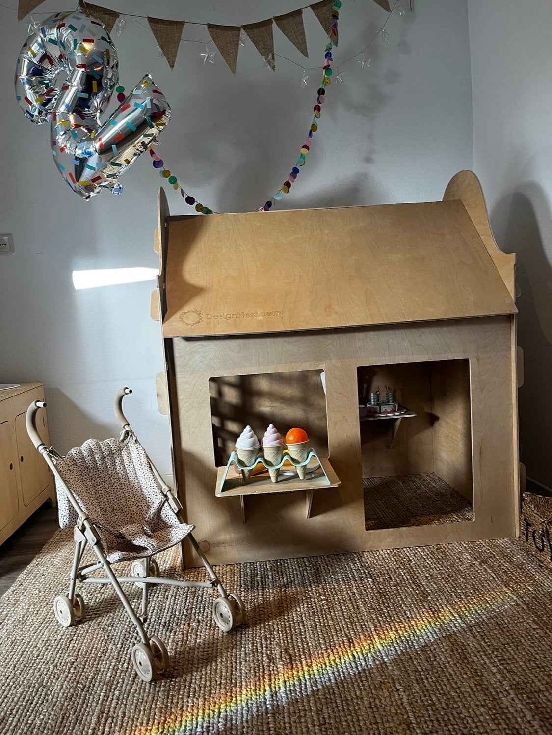 Houten Speelhuis met Loket - Eenvoudig Op te Bergen!, Ophalen, Gebruikt, Hout