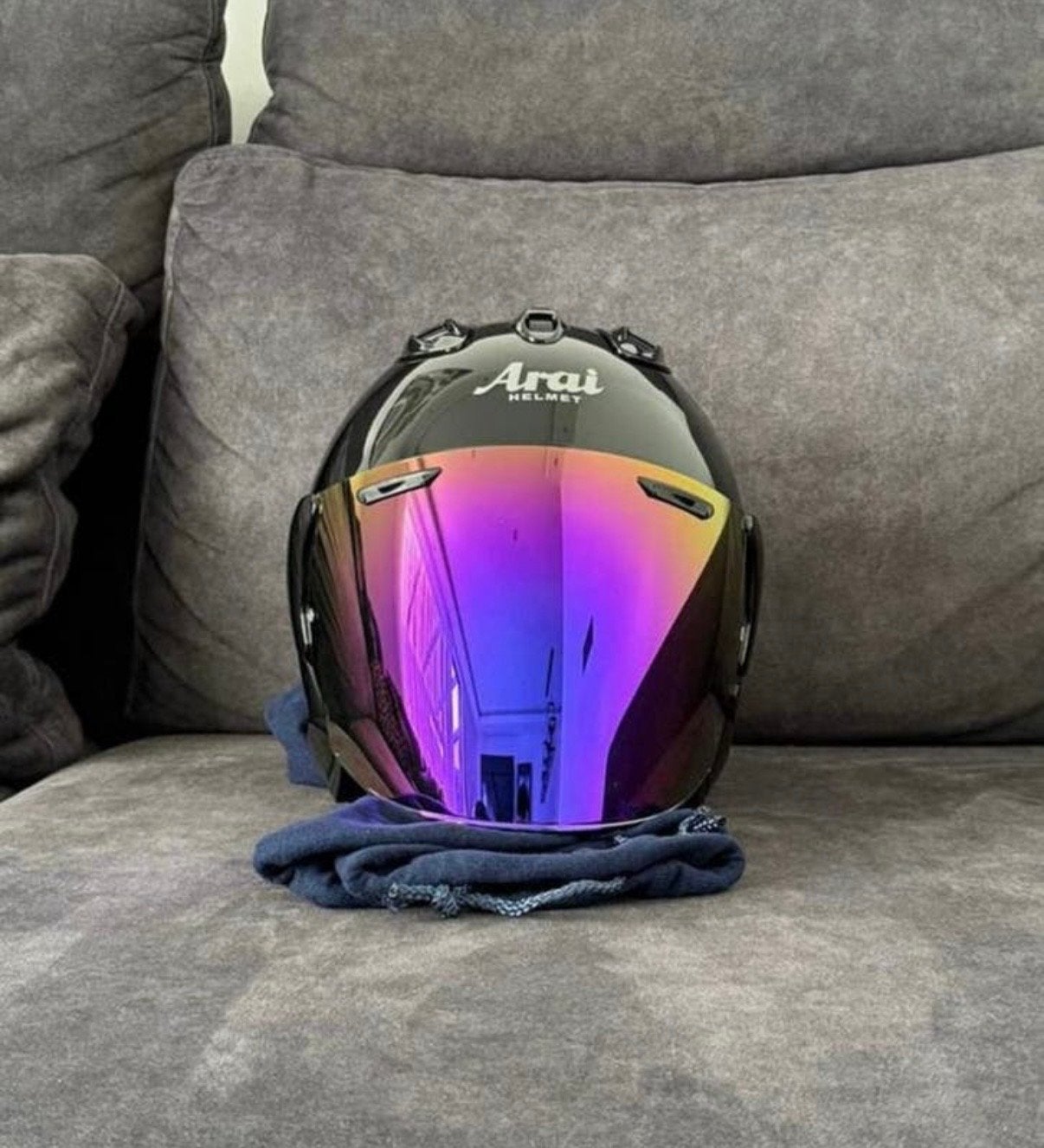 Arai Jethelm met Iridium Vizier - Zwart, Motoren, Kleding | Motorhelmen, Ophalen, M, Arai, Heren