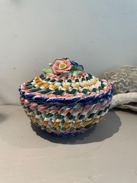 Vintage schaal deksel gekleurd  keramiek Rosas / Rosan., Antiek en Kunst, Ophalen