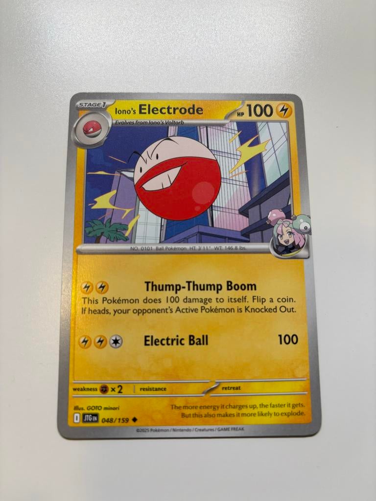 Iono's Electrode Pokemon kaart - Obsidian Flames 048/159, Ophalen of Verzenden, Zo goed als nieuw, Losse kaart, Foil
