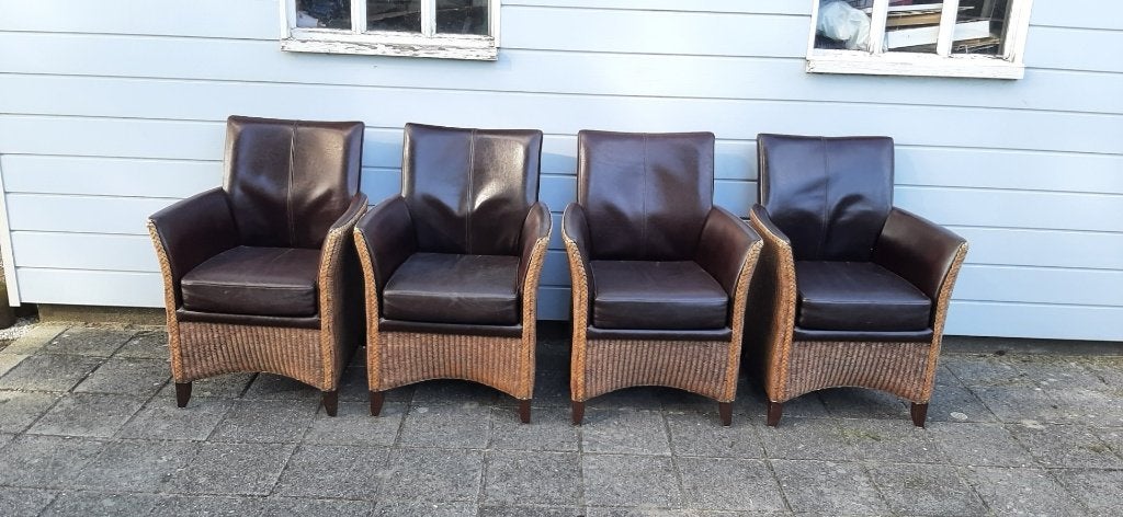 Loom stoelen, Gebruikt, Vier, Bruin, Leer
