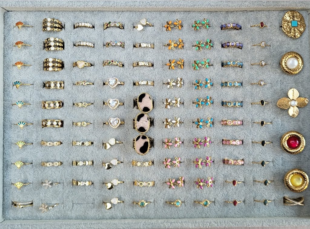 Verstelbare, goudkleurige ringen van stainless steel, La Jefa Sieraden, IJzer of Staal, Nieuw, Ophalen of Verzenden