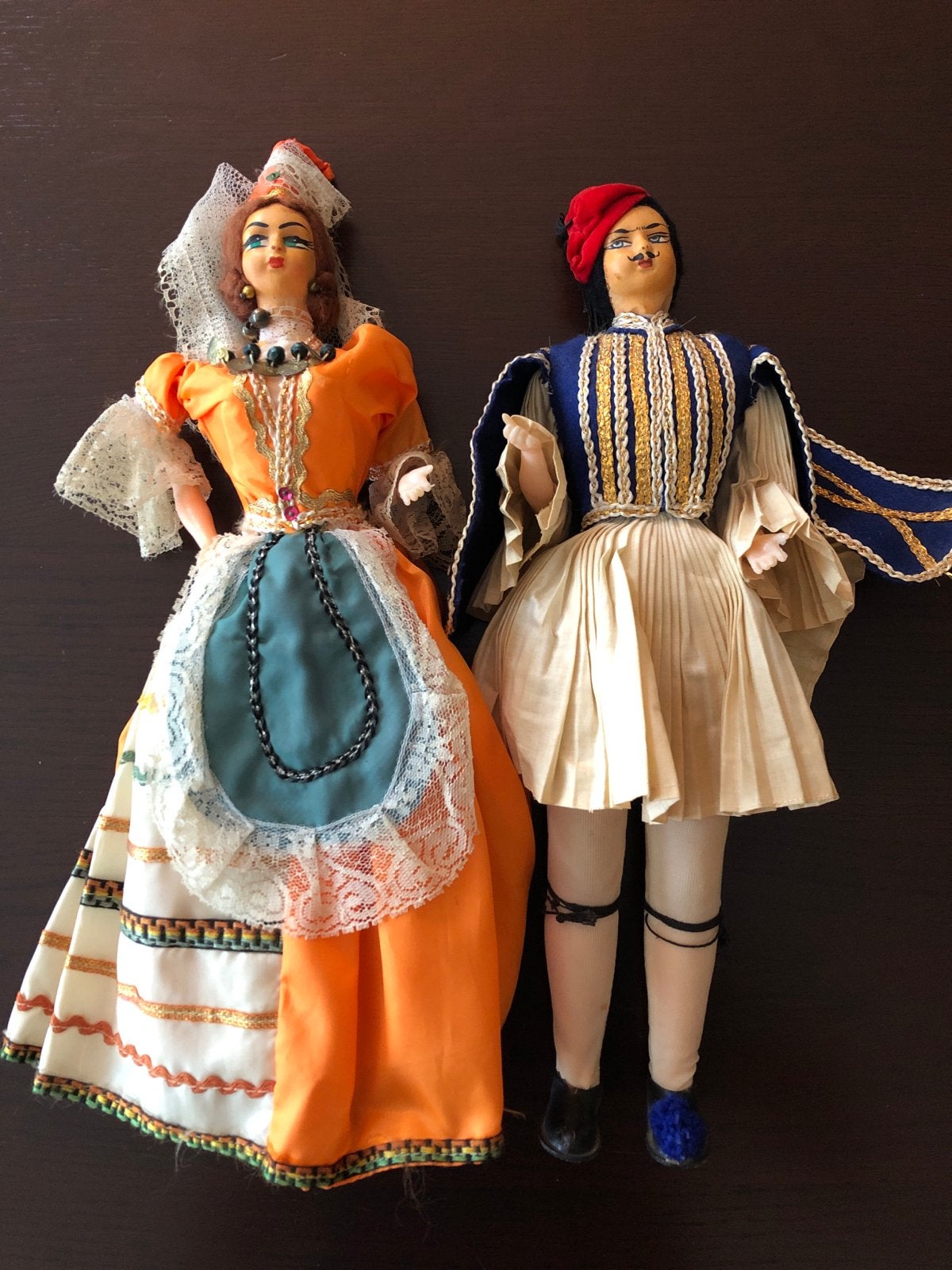 Vintage Griekse poppen in traditionele klederdracht, Verzamelen, Ophalen of Verzenden, Gebruikt, Pop