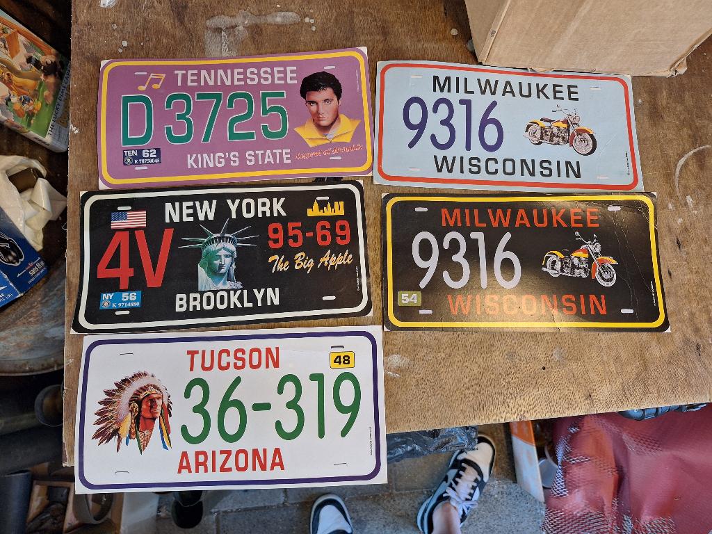 Oude kartonnen/ papieren USA nummerbord Elvis Harley NY, Verzamelen, Ophalen of Verzenden, Gebruikt