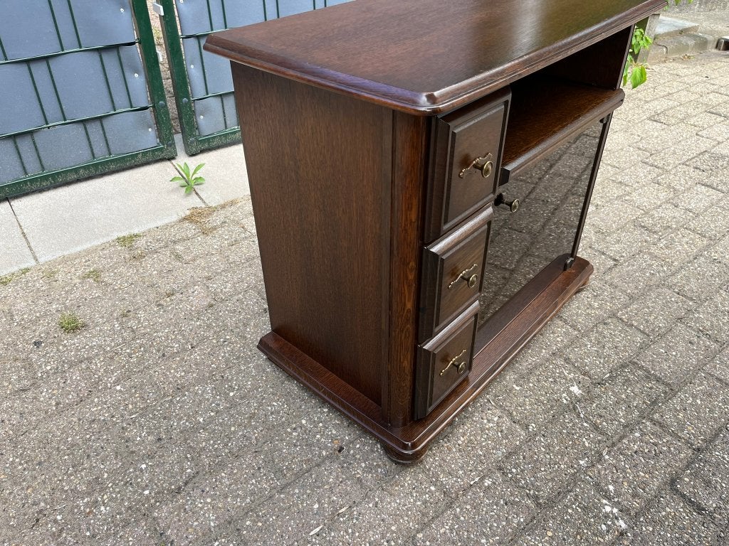 Audio-of televisiemeubel eikenhout, Ophalen, Gebruikt, Eikenhout, 50 tot 100 cm