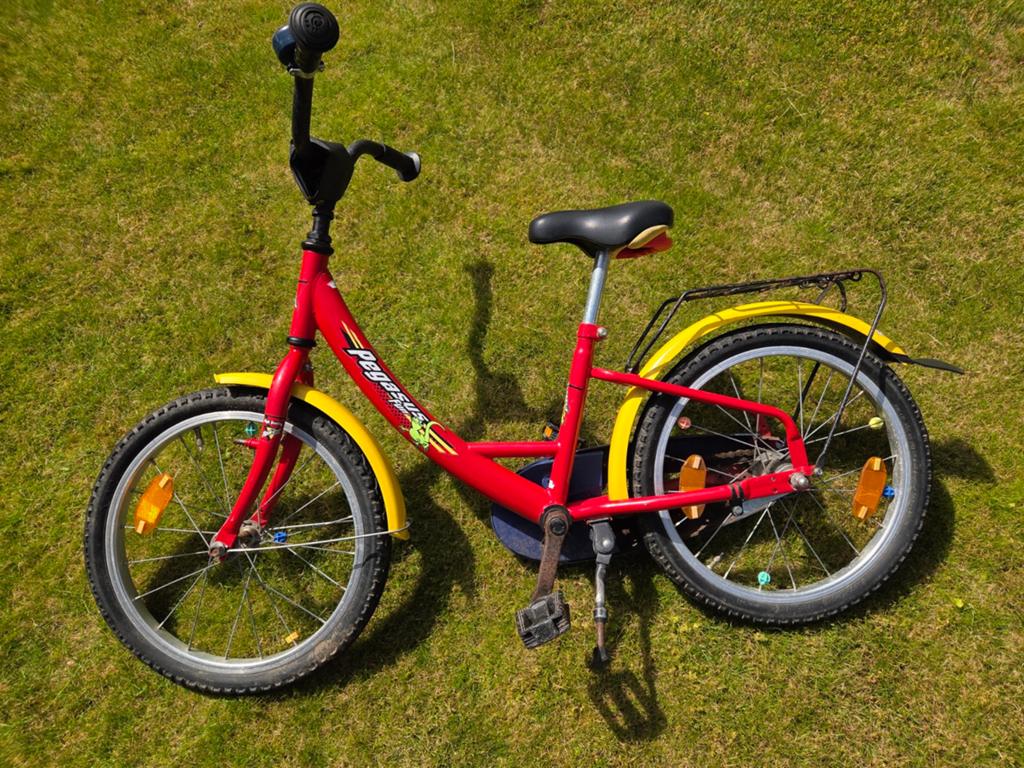 Pegasus Fun Kinderfiets fiets 6-8 jaar Rood/Geel 18-20 inch, Ophalen, Terugtraprem, Pegasus, 16 tot 20 inch