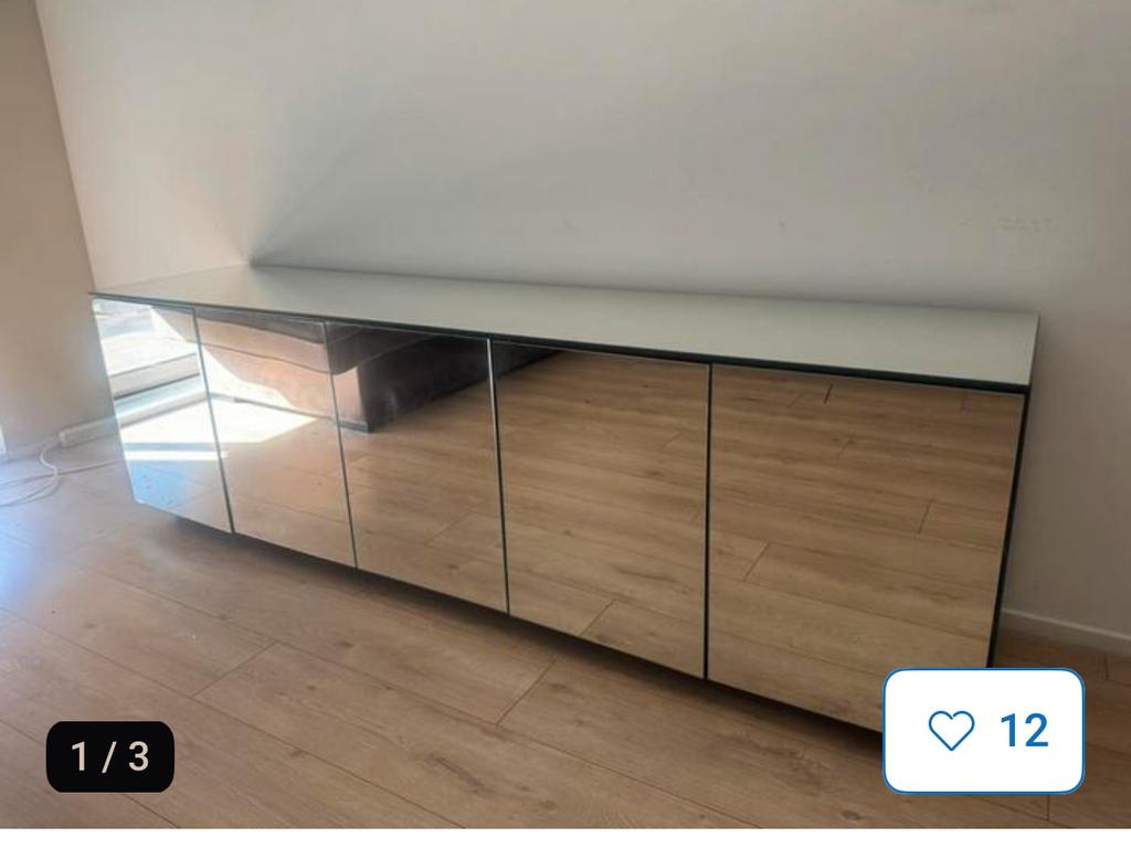 Strak dressoir met spiegeldeuren - Modern design, Ophalen, Overige materialen, Zo goed als nieuw, 200 cm of meer