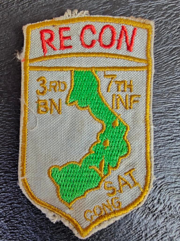 Vietnam War Patch US 3rd Battalion 7th Infantry RECON Team ", Ophalen of Verzenden, Landmacht, Amerika, Embleem of Badge