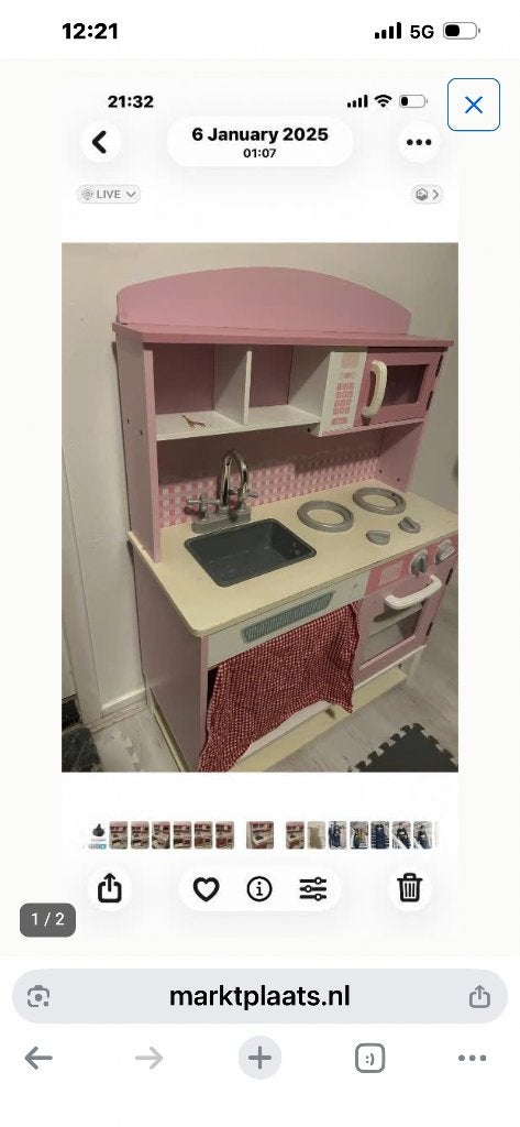 Houten speelgoedkeukentje in rose, Ophalen, Gebruikt, Hout, Speelkeuken