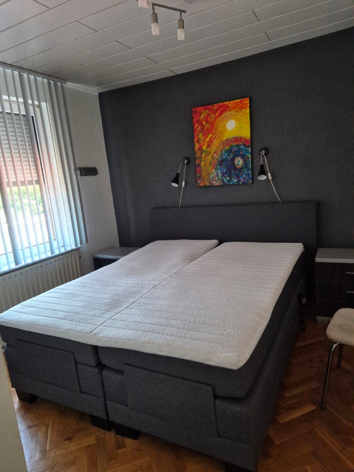 Elektrische Boxspring 160x200 met nacht kastjes, Ophalen, Tweepersoons, 160 cm