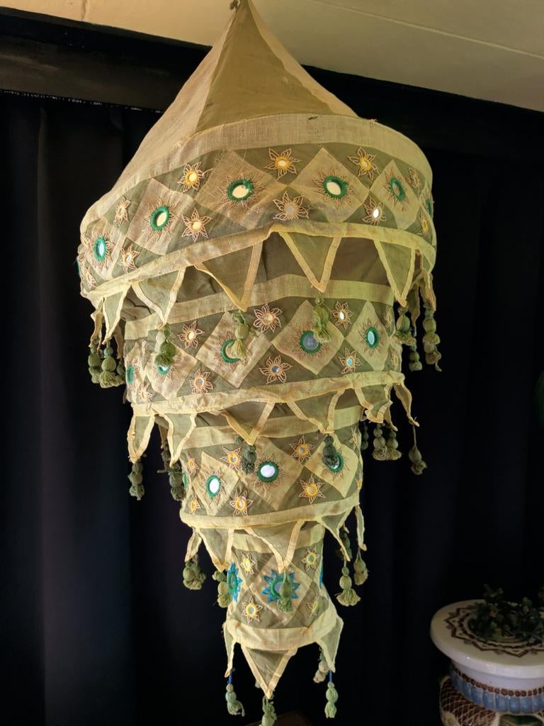 Vintage Indiase Katoenen Lampion - 75cm Hoog, 45cm Doorsnede, Huis en Inrichting, Ophalen of Verzenden, Gebruikt, Vintage, Indiaas, Bohemian