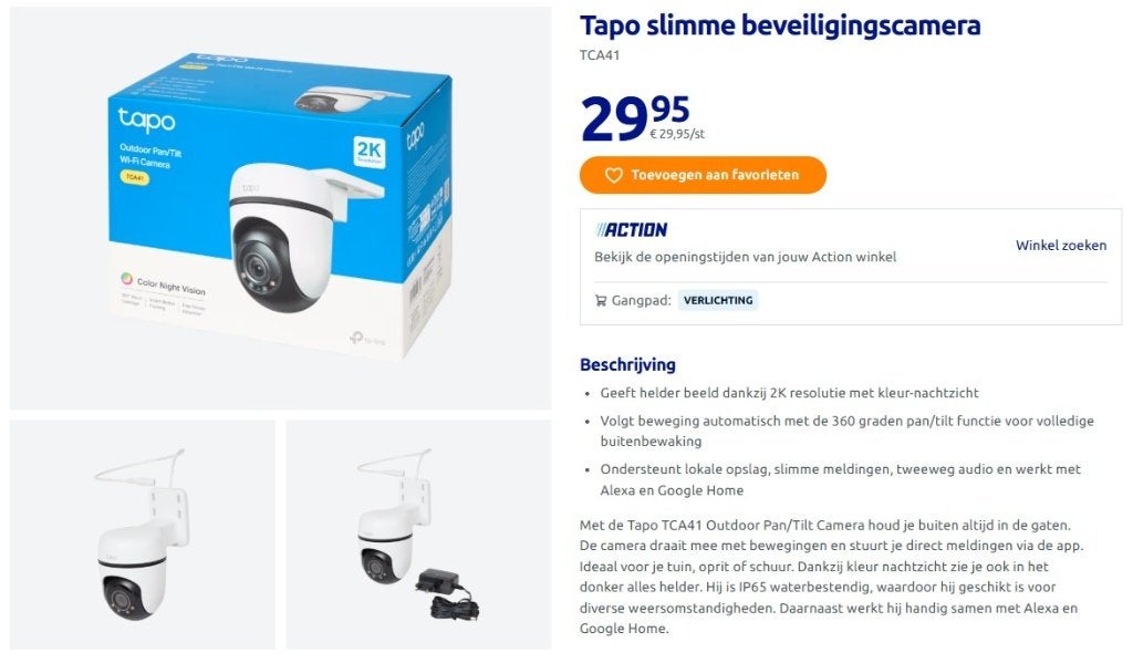 TP-Link Tapo Outdoor Pan/Tilt Wi-Fi Camera, Ophalen of Verzenden, Nieuw, Buitencamera