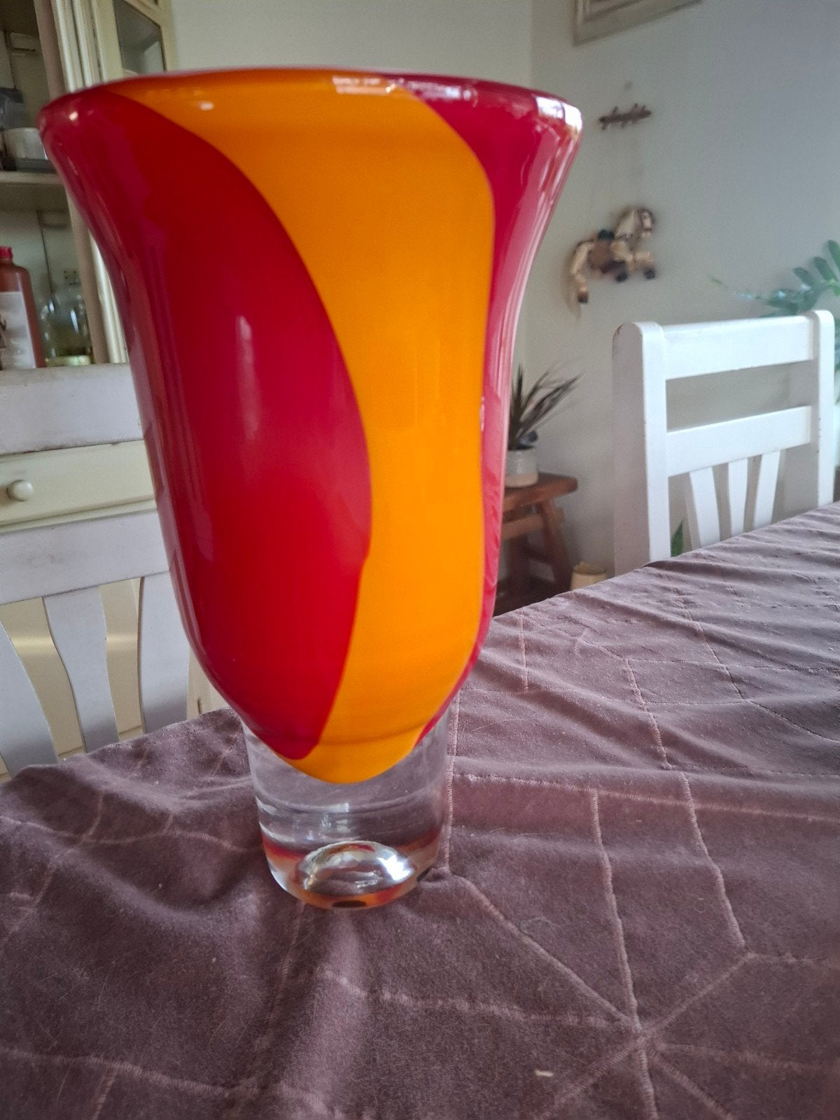Murano Glazen Object - Rood met Oranje Spiraal, Antiek en Kunst, Ophalen of Verzenden