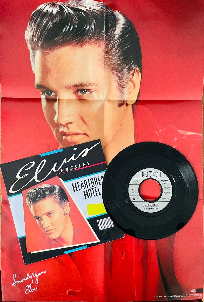 Elvis - Heartbreak Hotel - Single compleet met poster - 1987, 7 inch, Inclusief poster, Ophalen of Verzenden, Zo goed als nieuw