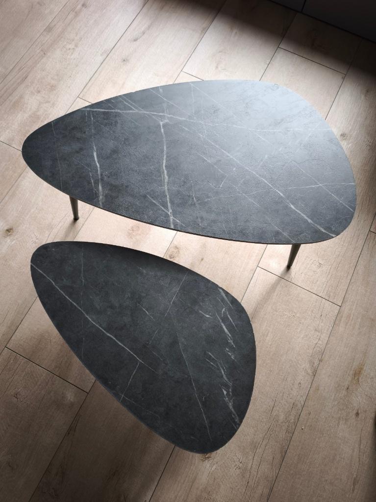 Salontafel Set Rogers | Peervorm | Zwart Melamine, Minder dan 50 cm, Gebruikt, 50 tot 100 cm, Overige vormen