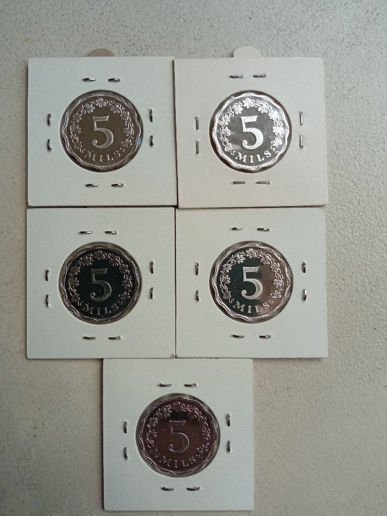 Malta 5 x 5 mils., Ophalen of Verzenden, Overige landen, Setje