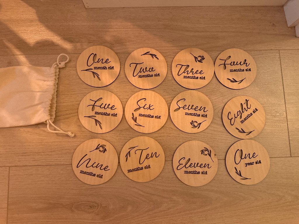 Houten mijlpaalkaarten baby, Ophalen, Zo goed als nieuw