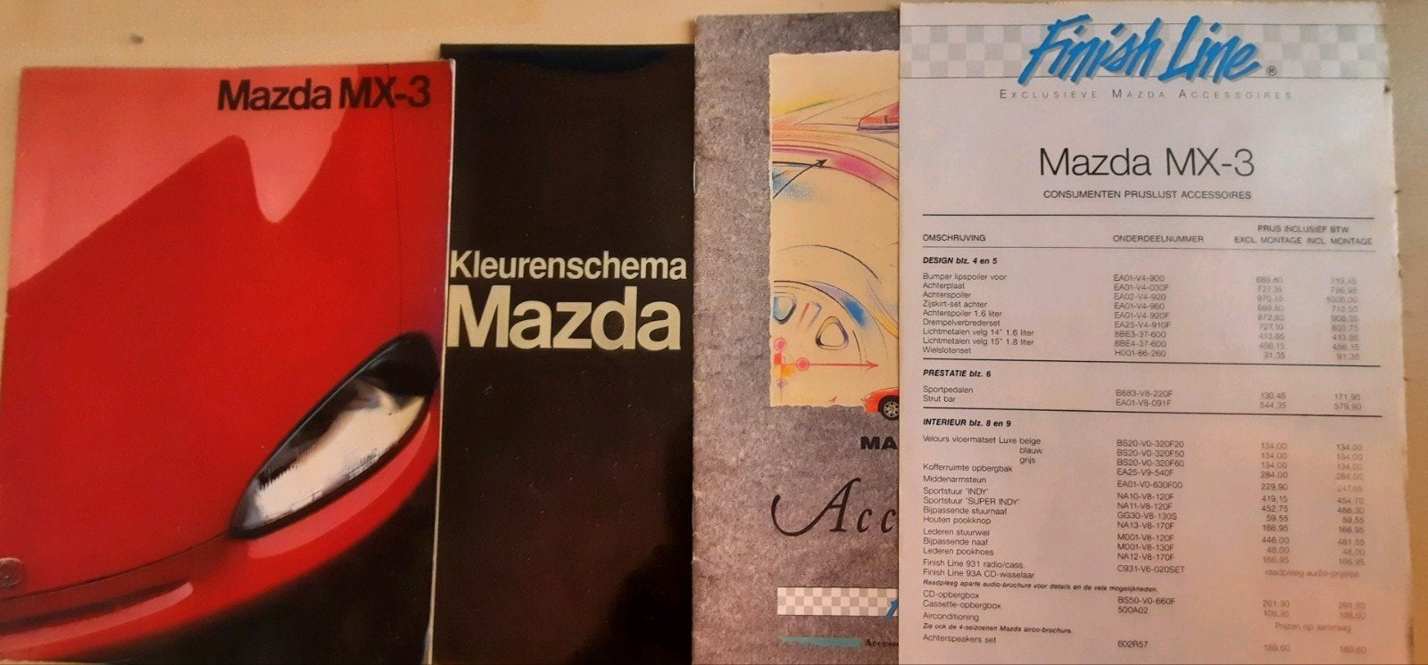 Mazda MX-3 Brochure - Kleurenschema & Accessoires - 1991, Ophalen of Verzenden, Zo goed als nieuw, Mazda, Mazda Motor Corporation