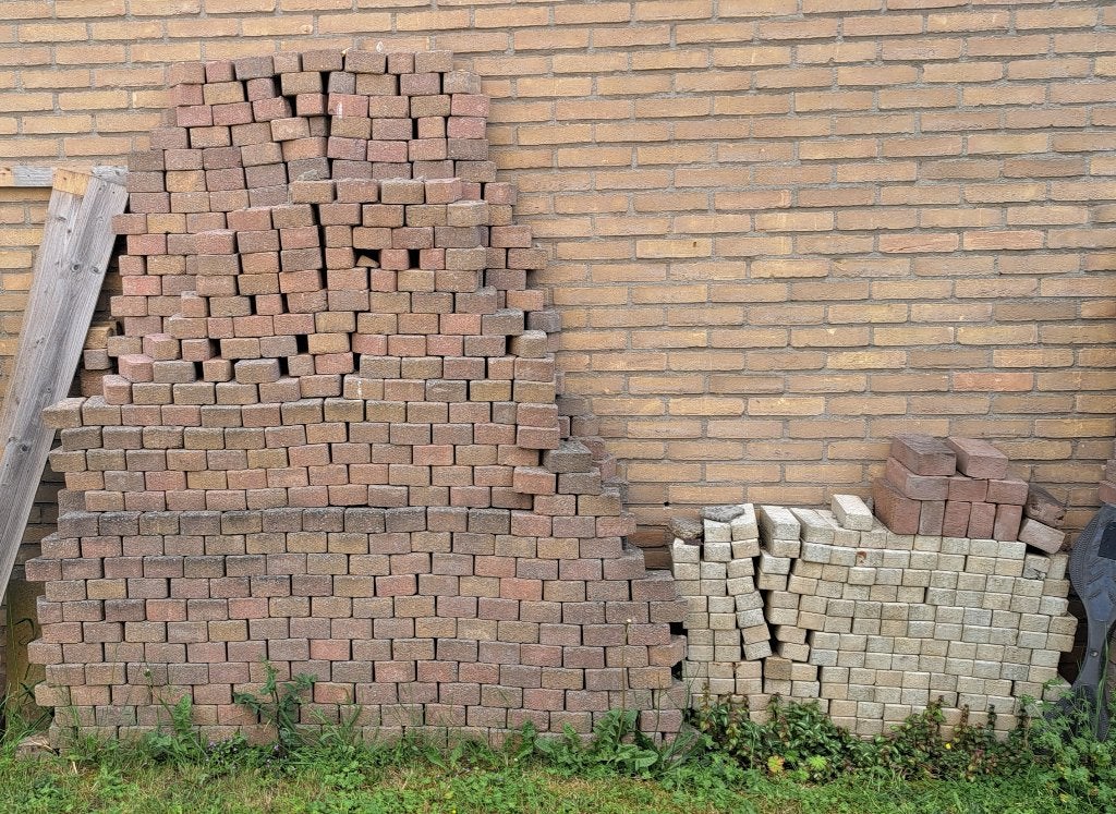 Gratis op te halen tuinklinkers, Ophalen, Gebruikt, Beton, Klinkers