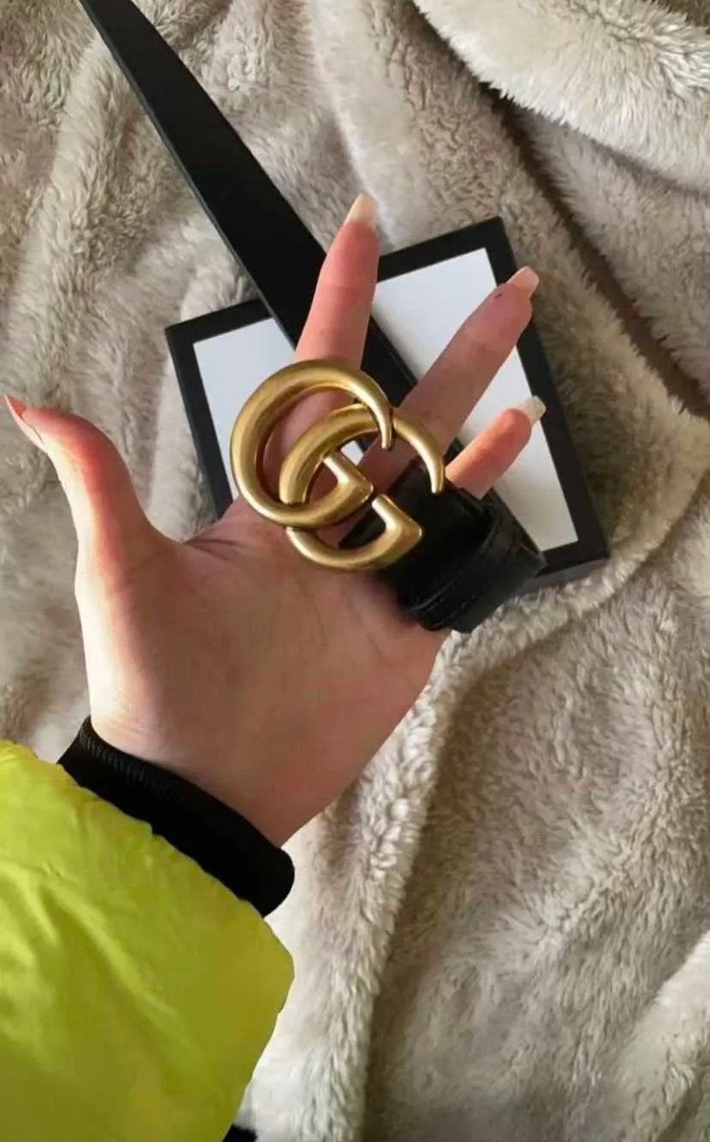 Gucci GG Marmont riem van pu Leer, 3 tot 5 cm, Zwart, Tailleriem, Ophalen of Verzenden