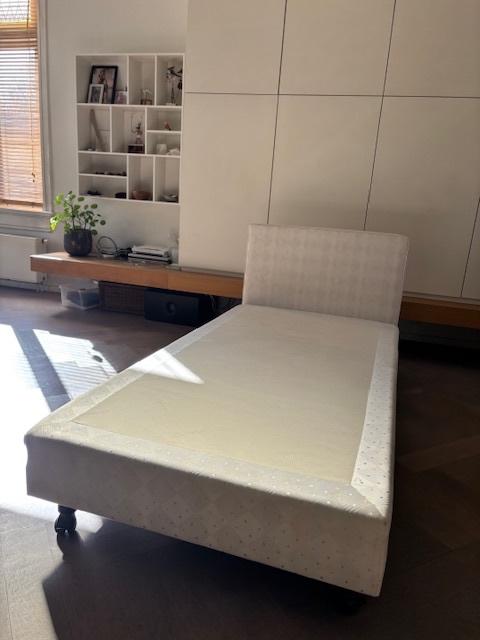 Boxspring Pullman, Ophalen, Eenpersoons, Beige, 200 cm