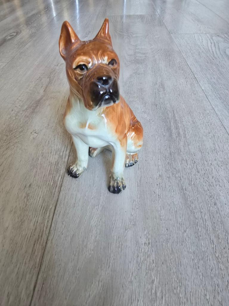 Vintage Porseleinen Boxer Hond Beeldje, Ophalen of Verzenden