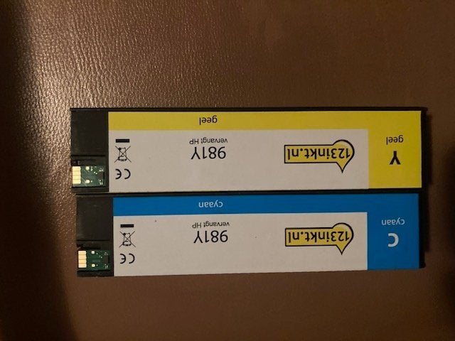 Te Koop : HP 981 cartridges (Blauw en Geel), Ophalen of Verzenden, Nieuw, Cartridge, 123inkt.nl
