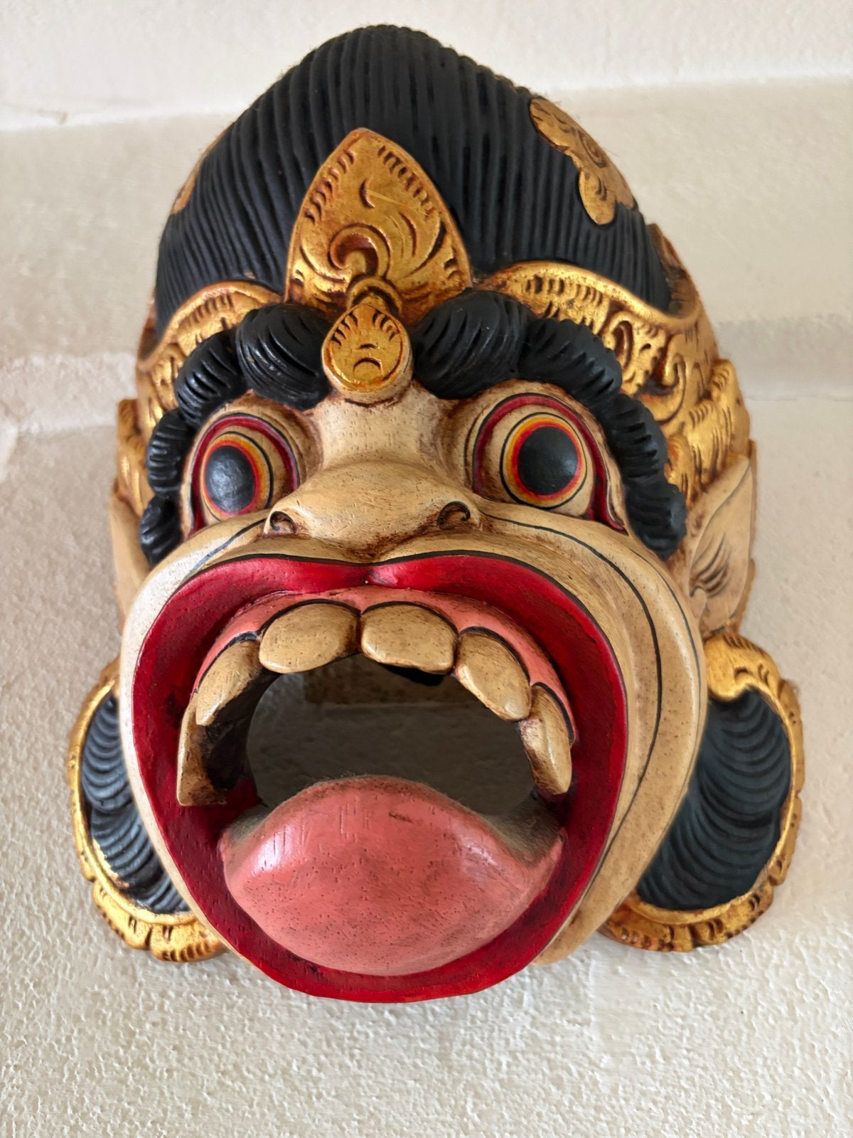 Indonesisch masker, houtsnijwerk, 28x25 cm, Antiek en Kunst, Masker, Indonesië, Meerkleurig, Gesneden