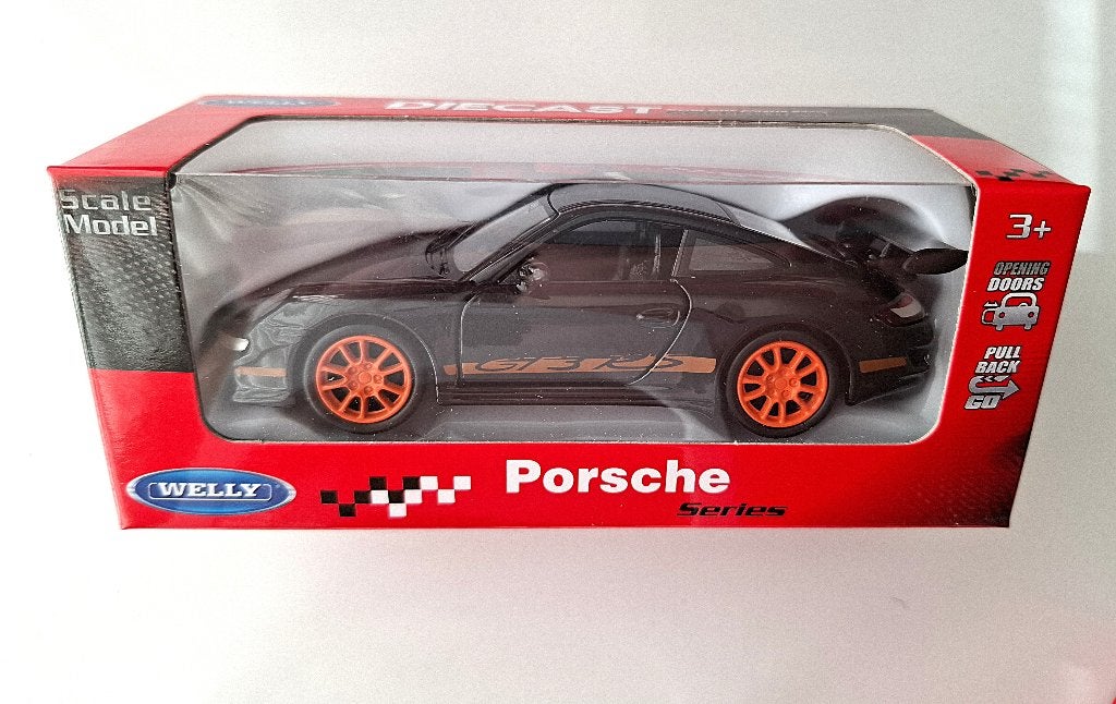 Welly Porsche 911 GT3 RS, deuren kunnen open, Zwart, Ophalen, Nieuw, Auto