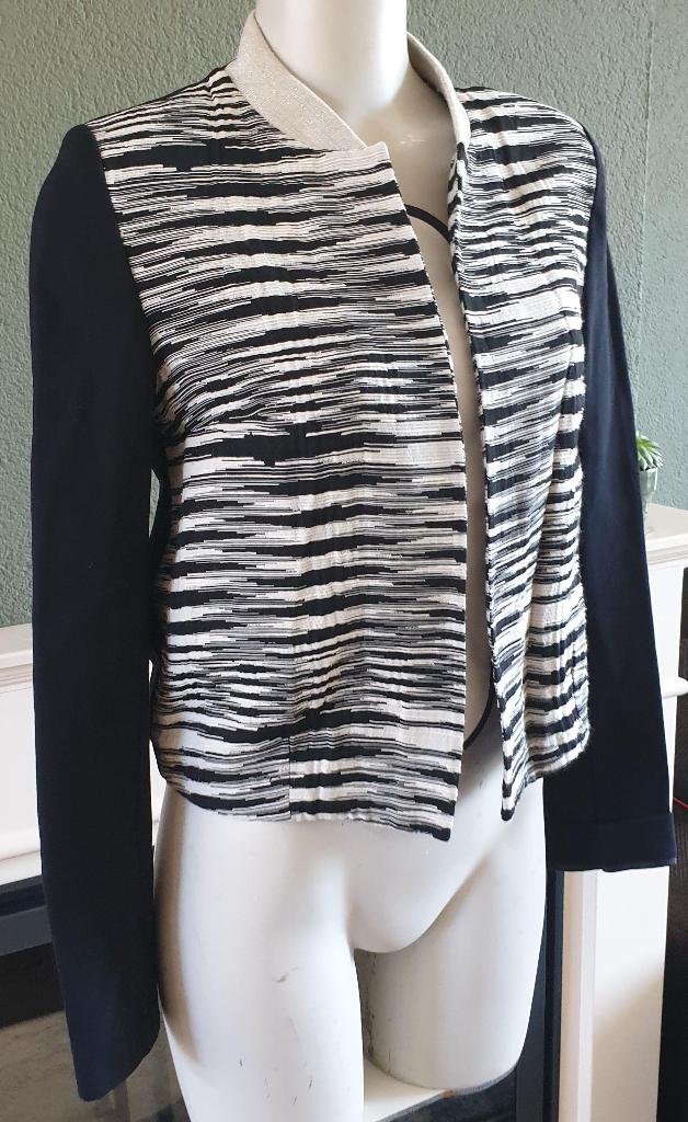 Cop. Copine zwart wit zomer jas mt S 36 jack jasje streep, Verzenden, Zwart, Zo goed als nieuw, Maat 36 (S)