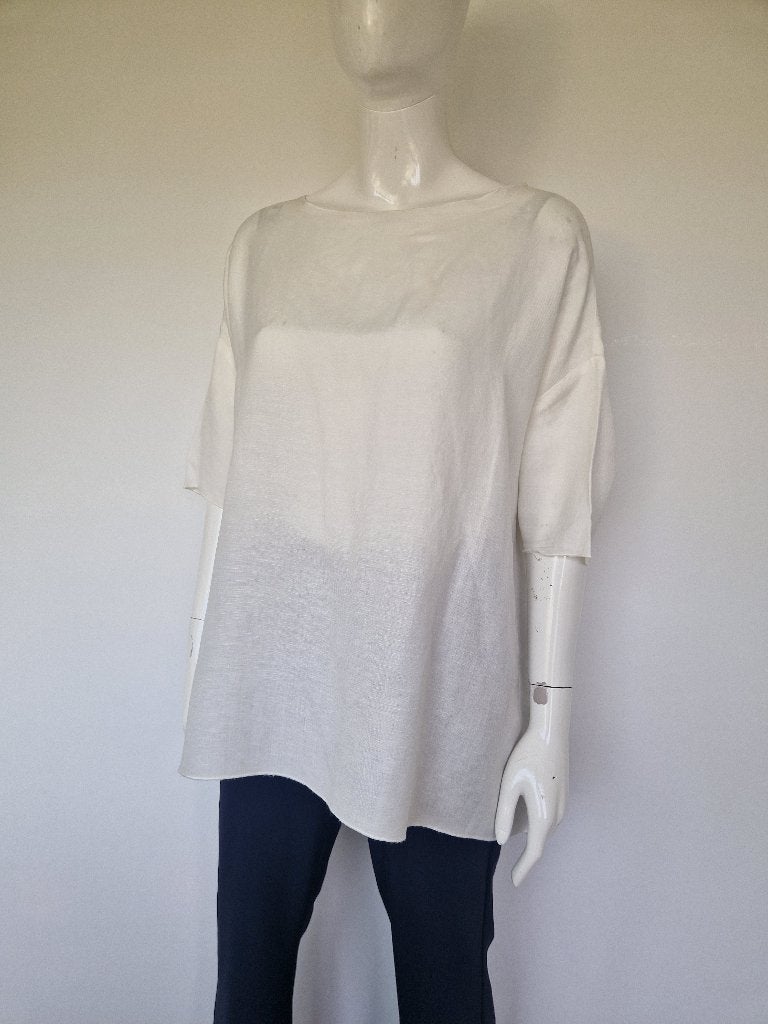 J.C. Sophie linnen top. Maat M. Crème, Maat 38/40 (M), Overige kleuren, Nijmegen, Verhip-vintage.nl