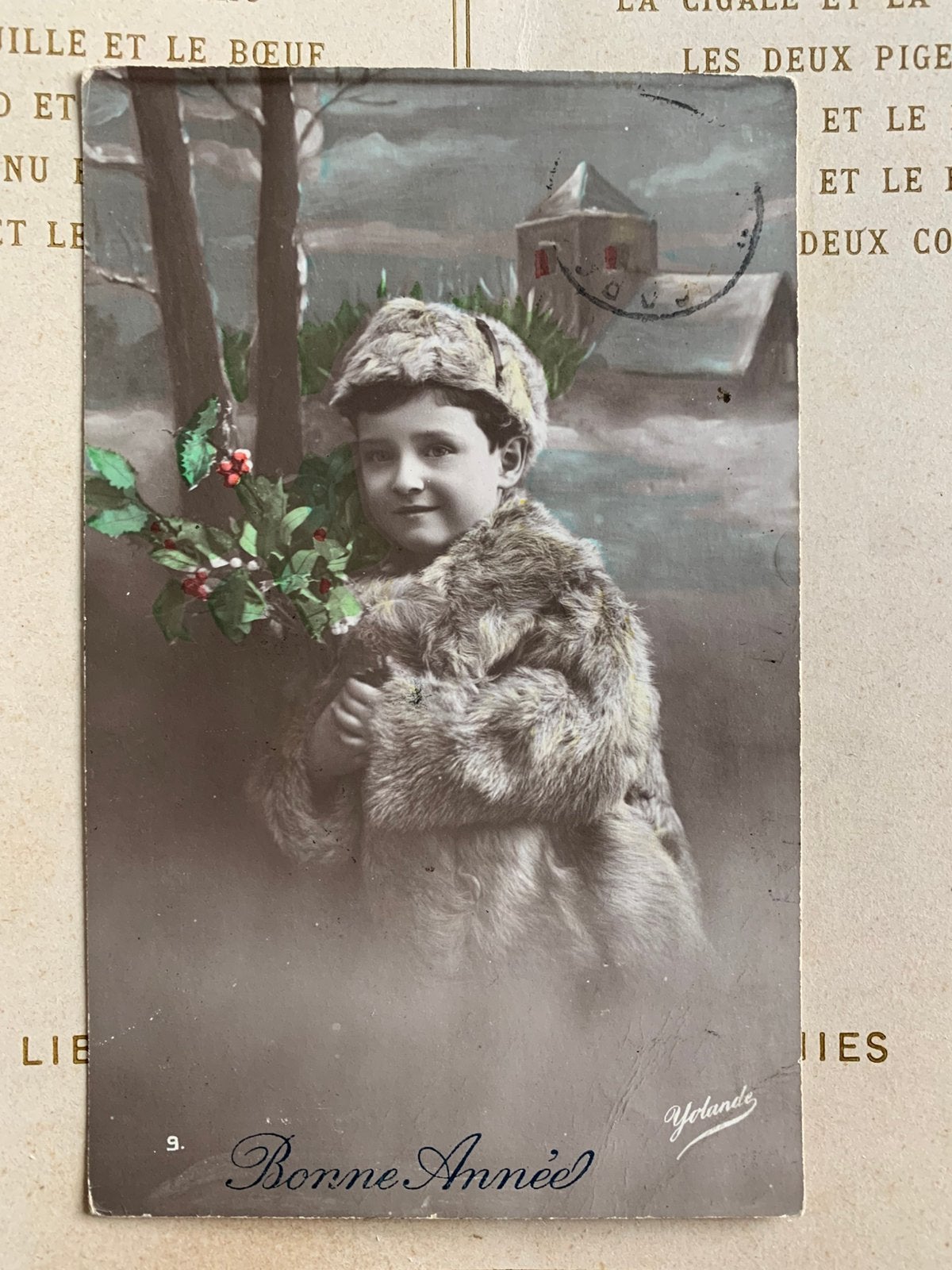 Bonne Année - kindje in bontjas (SL), Ophalen of Verzenden, Voor 1920, Gelopen, Feest(dag)