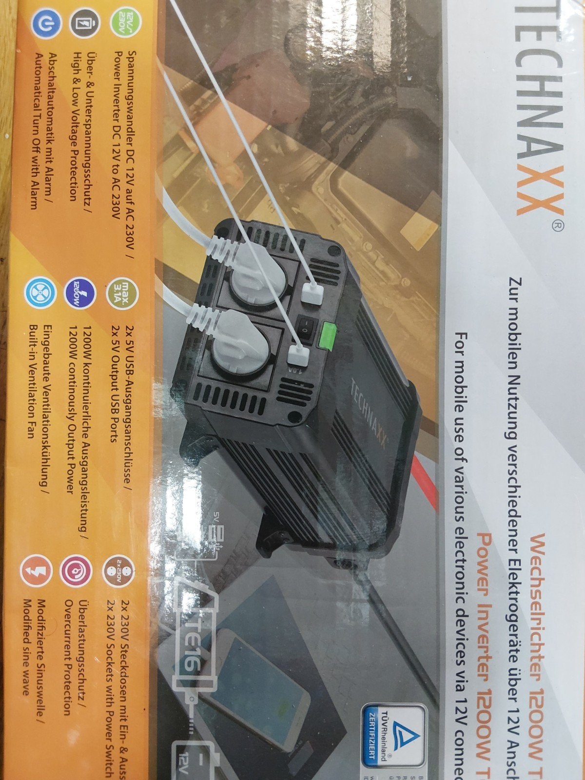Technaxx Power Inverter 1200W TE16 - Mobiele Stroom